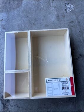 Wood Drawer Bin Organizer - Cream Wood Finish